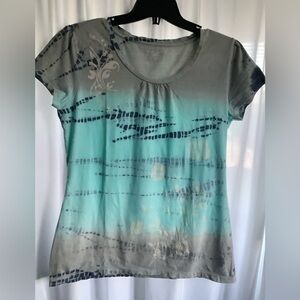 Style&Co Sport Tie-dye Grey And Teal Shades Med